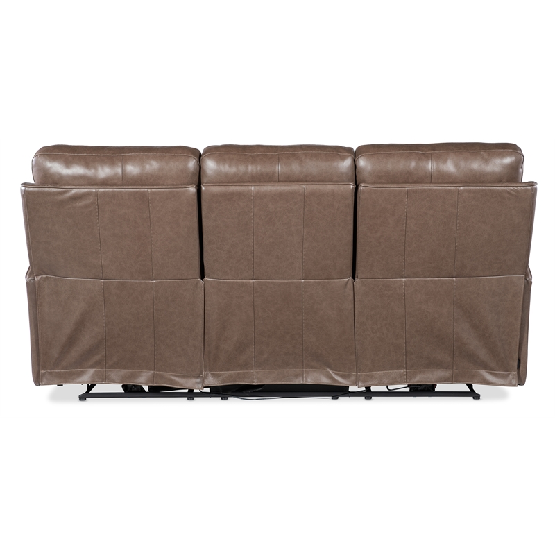 Beaumont Lane Power Sofa with Power Headrest and Lumbar in Brown Leather
