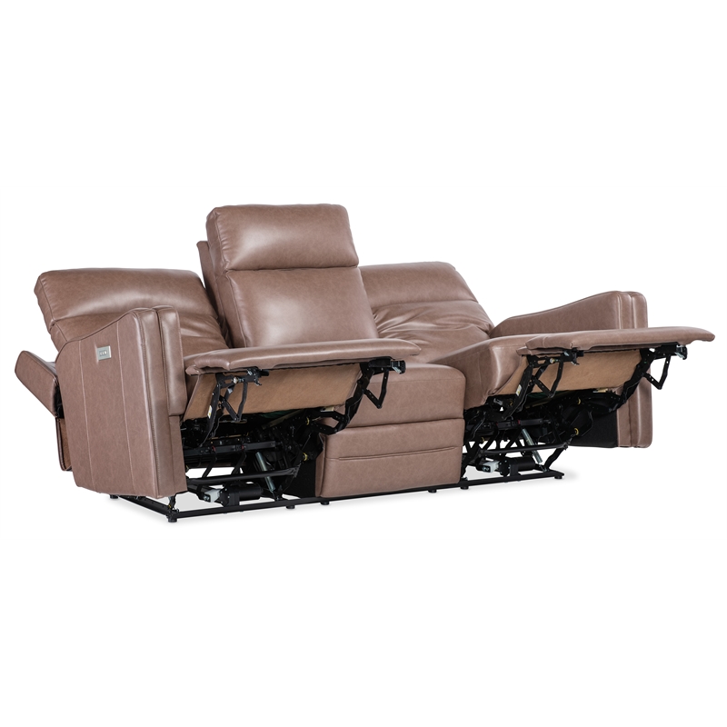 Beaumont Lane Power Sofa with Power Headrest and Lumbar in Brown Leather