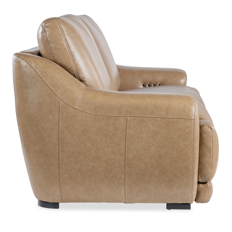 Beaumont Lane Power Sofa with Power Headrest in Brown Leather