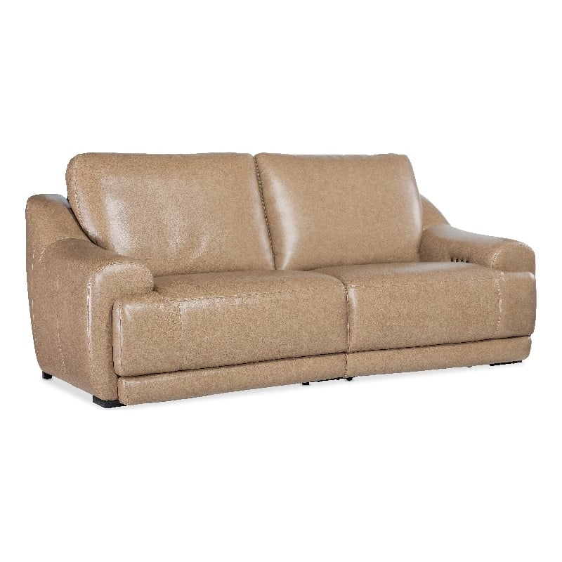 Beaumont Lane Power Sofa with Power Headrest in Brown Leather