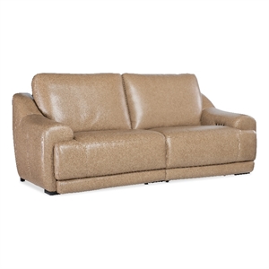 Beaumont Lane Power Sofa with Power Headrest in Brown Leather