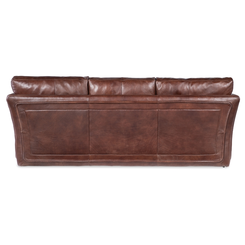 Beaumont Lane Traditional 3-Seat Sofa in Brown Leather Finish