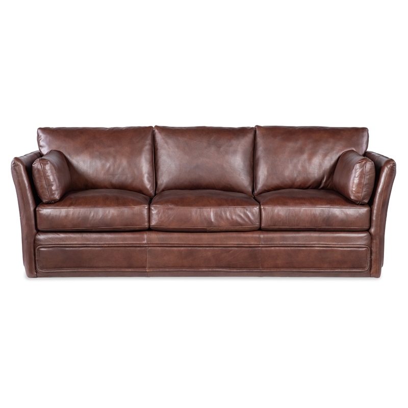 Beaumont Lane Traditional 3-Seat Sofa in Brown Leather Finish