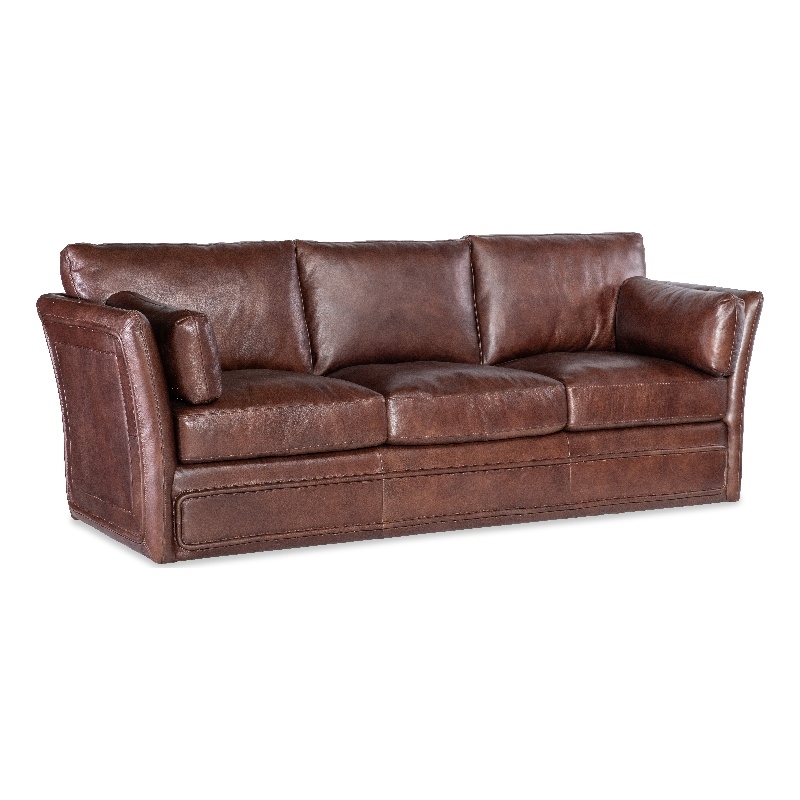 Beaumont Lane Traditional 3-Seat Sofa in Brown Leather Finish