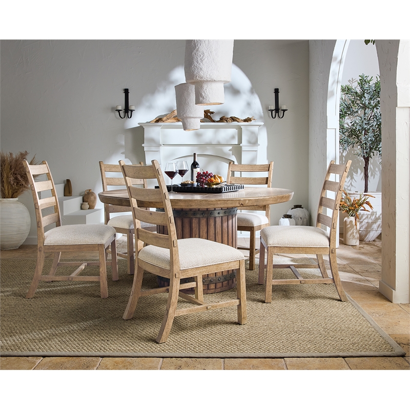 Beaumont Lane Transitional Ladderback Side Chair in Beige Wood