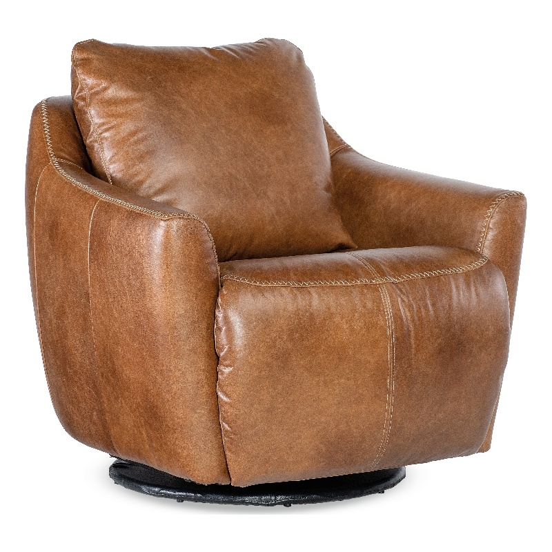 Beaumont Lane Contemporary Swivel with Power Footrest in Brown Leather