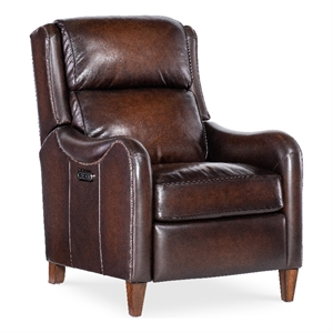 Beaumont Lane Power Recliner with Power Headrest in Brown Leather