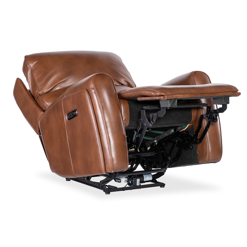 Beaumont Lane Power Recliner with Power Headrest and Lumbar in Brown Leather