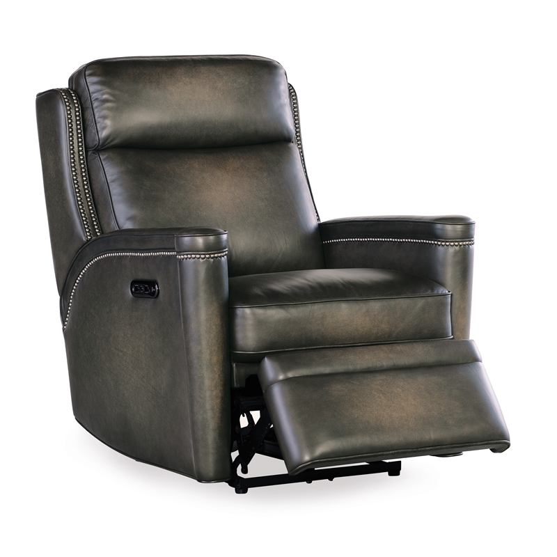 Beaumont Lane Power Recliner with Power Headrest in Gray Leather