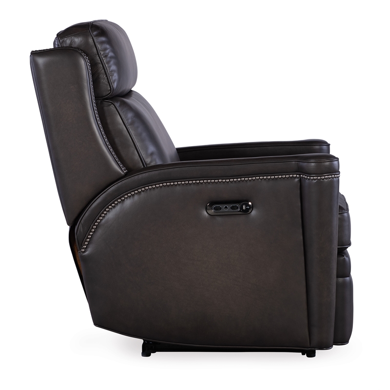 Beaumont Lane Power Recliner with Power Headrest in Gray Leather
