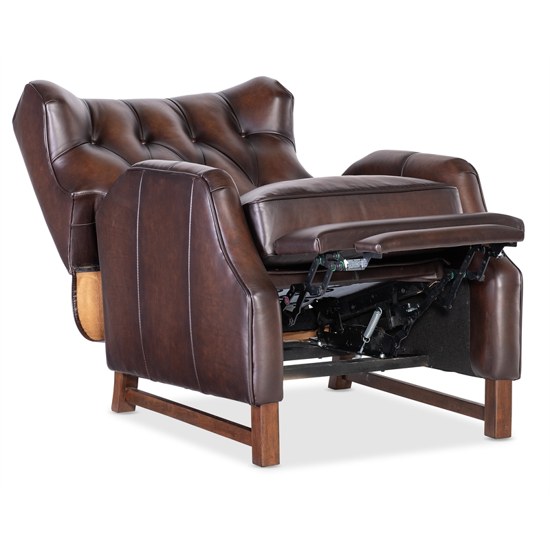 Beaumont Lane Traditional Press Back Recliner in Brown Leather