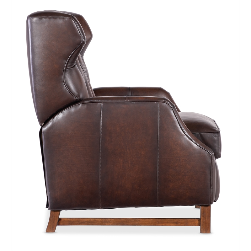 Beaumont Lane Traditional Press Back Recliner in Brown Leather