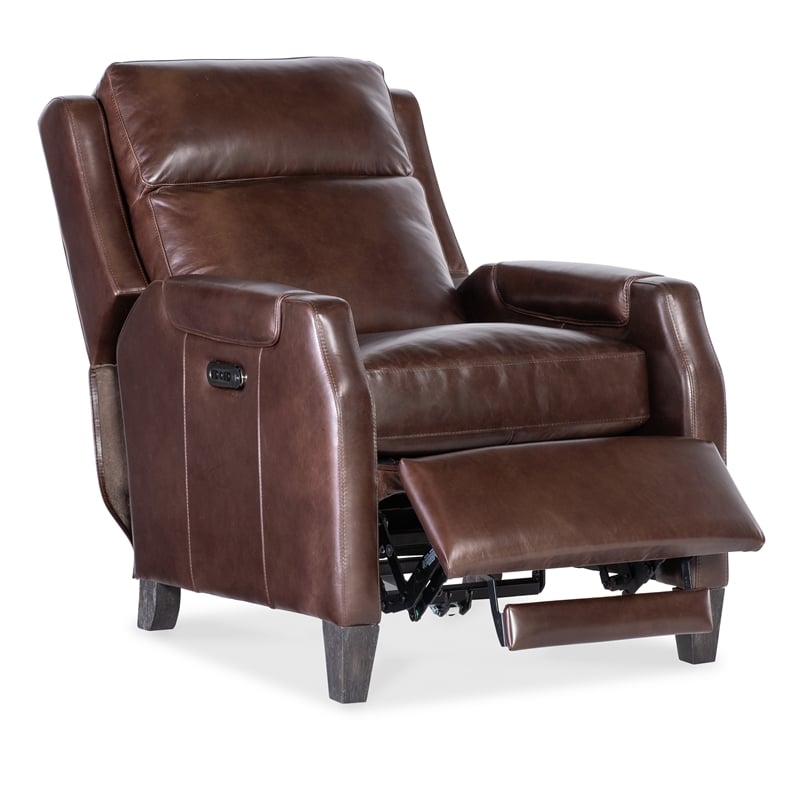 Beaumont Lane Power Recliner with Power Headrest in Brown Leather