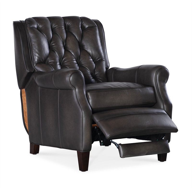 Beaumont Lane Traditional Press Back Recliner in Gray Leather