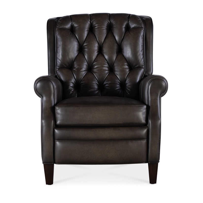 Beaumont Lane Traditional Press Back Recliner in Gray Leather