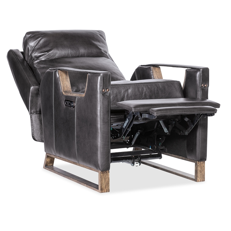 Beaumont Lane Power Recliner with Power Headrest in Black Leather