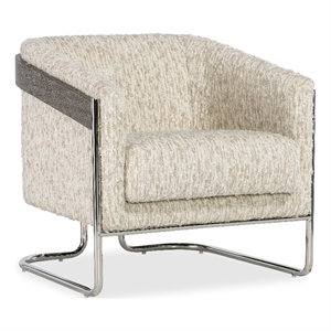 Beaumont Lane Transitional Metal Base Accent Chair in Beige Fabric