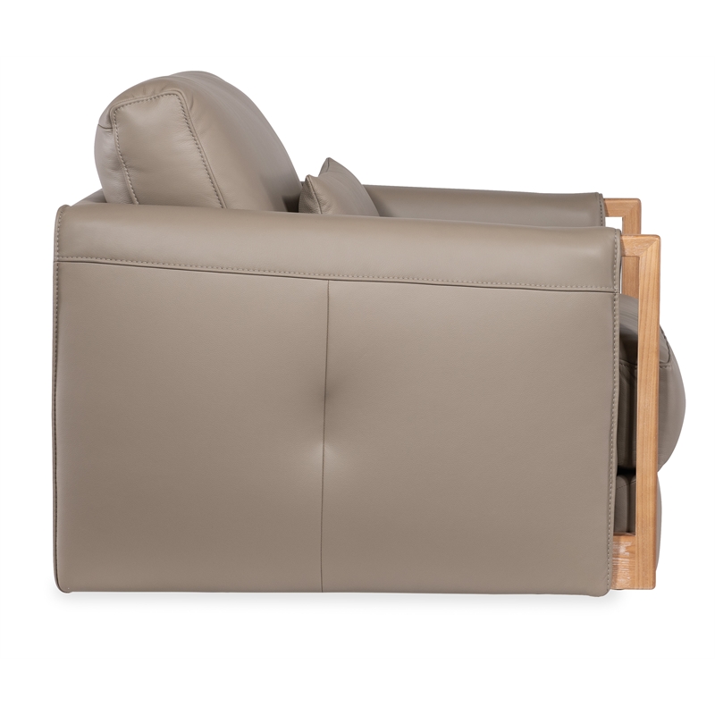 Beaumont Lane Contemporary Swivel Chair in Gray Top Grain Leather