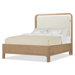 Beaumont Lane Contemporary Queen Panel Bed in Beige Leather Finish