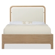 Beaumont Lane Contemporary Queen Panel Bed in Beige Leather Finish