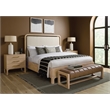 Beaumont Lane Contemporary Queen Panel Bed in Beige Leather Finish