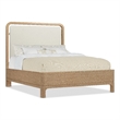 Beaumont Lane Contemporary Queen Panel Bed in Beige Leather Finish