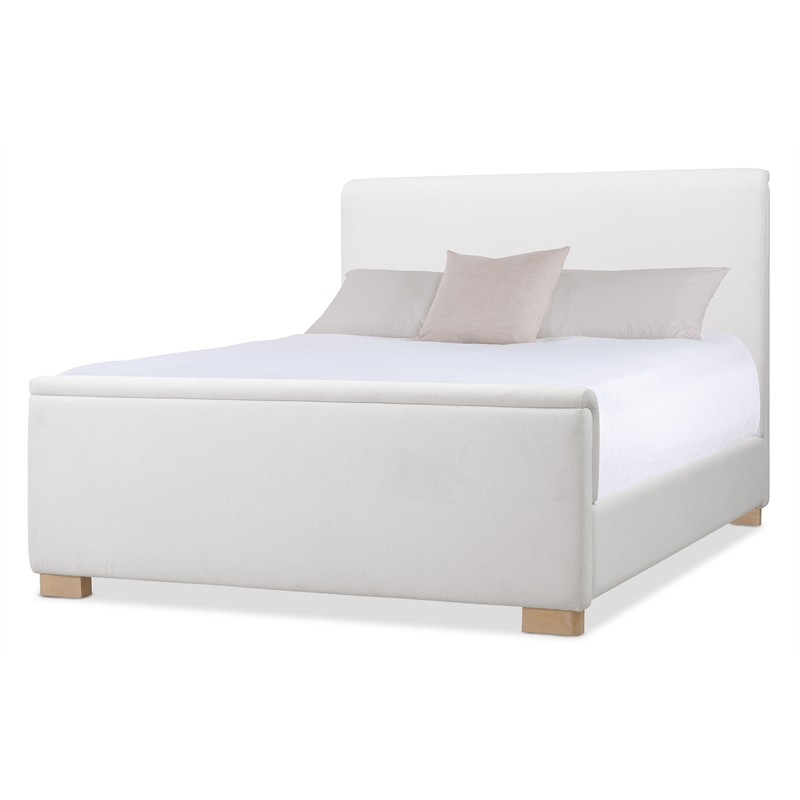 Beaumont Lane Contemporary Cal King Upholstered Bed in Near-White Fabric