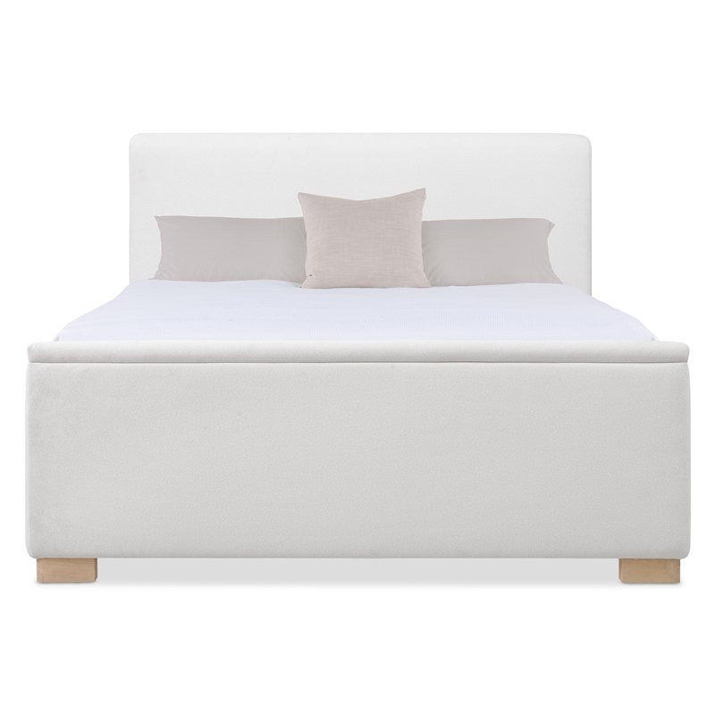 Beaumont Lane Contemporary Cal King Upholstered Bed in Near-White Fabric