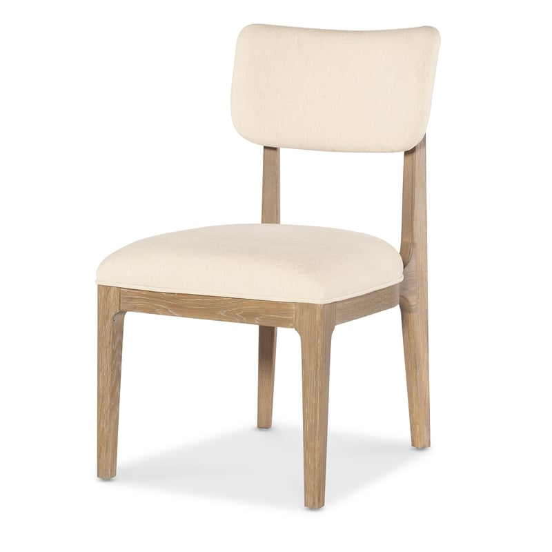 Beaumont Lane Contemporary Upholstered Side Chair in Beige Fabric