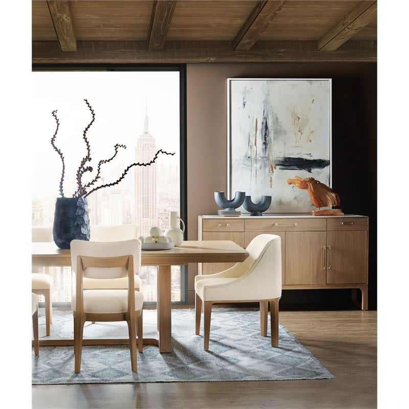 Beaumont Lane Contemporary Upholstered Side Chair in Beige Fabric