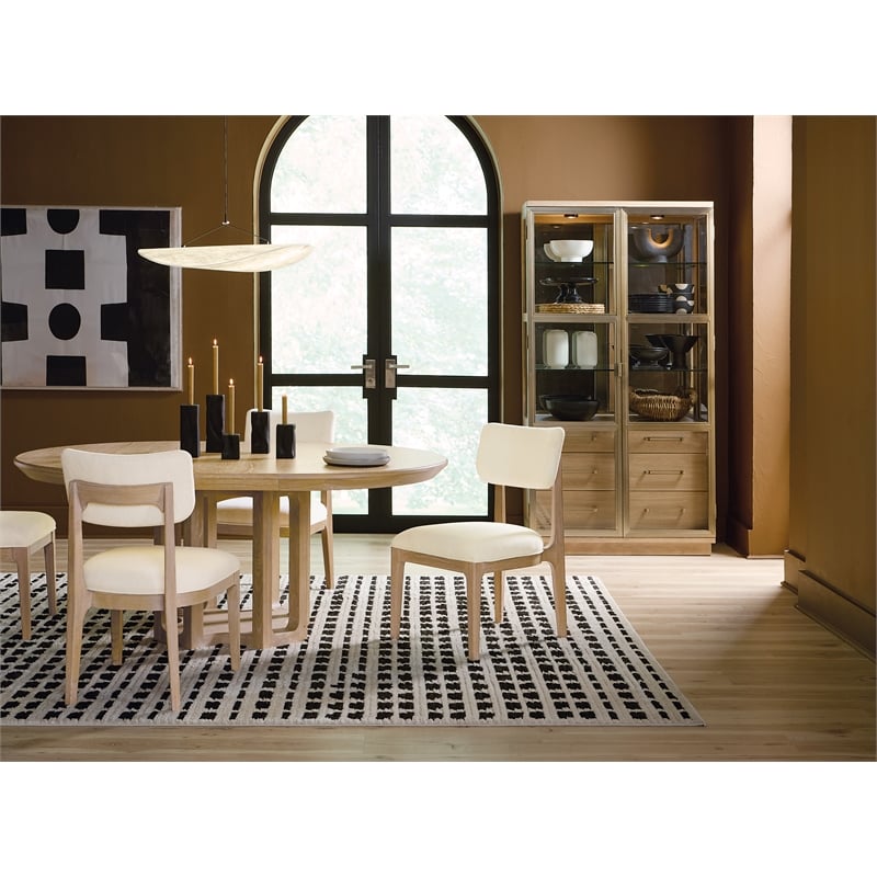 Beaumont Lane Contemporary Upholstered Side Chair in Beige Fabric