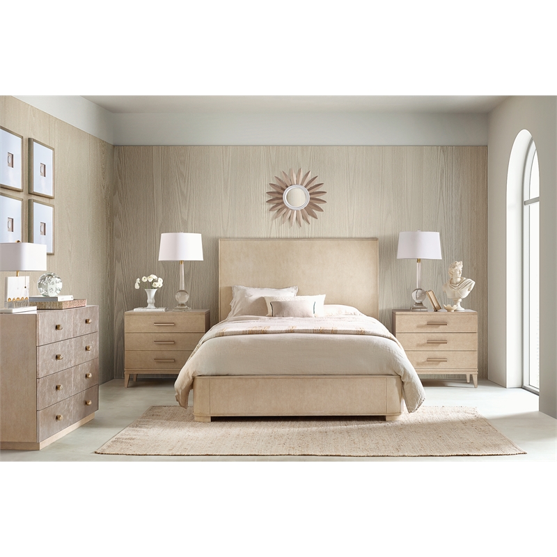 Beaumont Lane Contemporary King Panel Bed in Natural Wood Finish