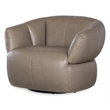 Beaumont Lane Contemporary Swivel Chair with Taupe Top Grain Leather