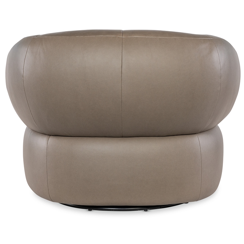 Beaumont Lane Contemporary Swivel Chair with Taupe Top Grain Leather