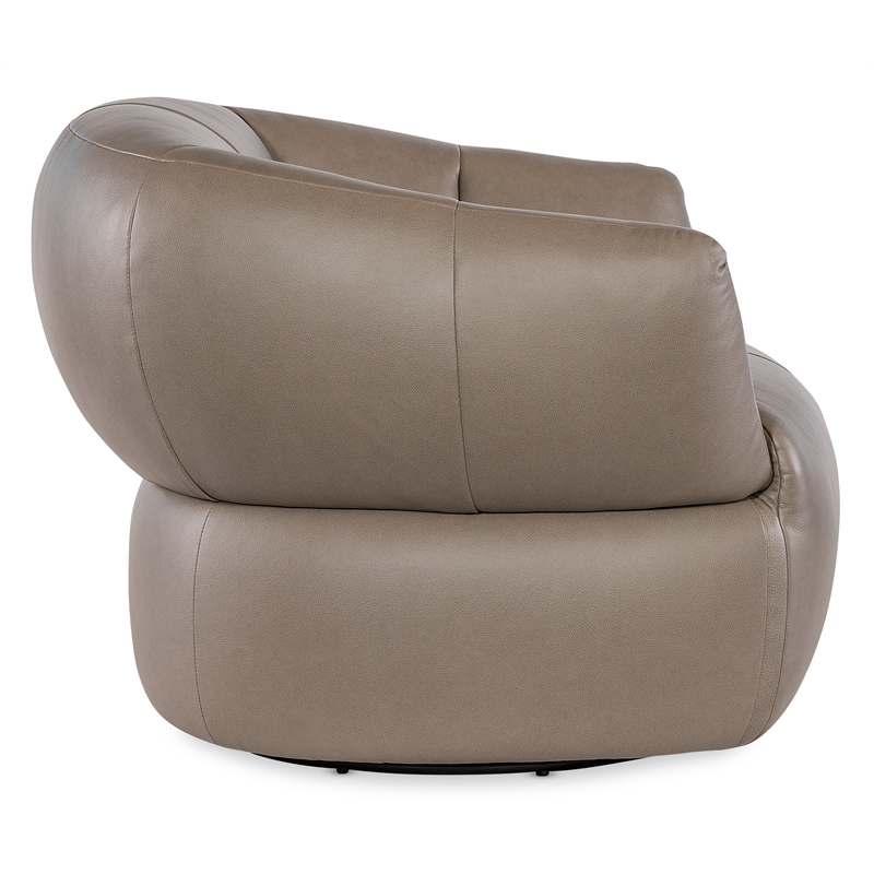 Beaumont Lane Contemporary Swivel Chair with Taupe Top Grain Leather
