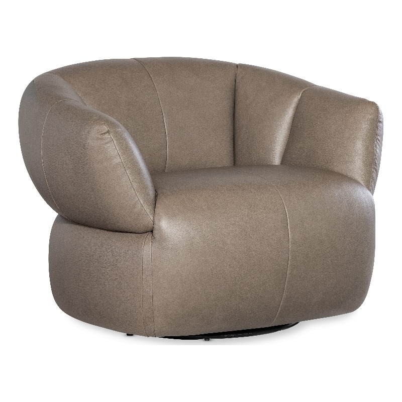 Beaumont Lane Contemporary Swivel Chair with Taupe Top Grain Leather