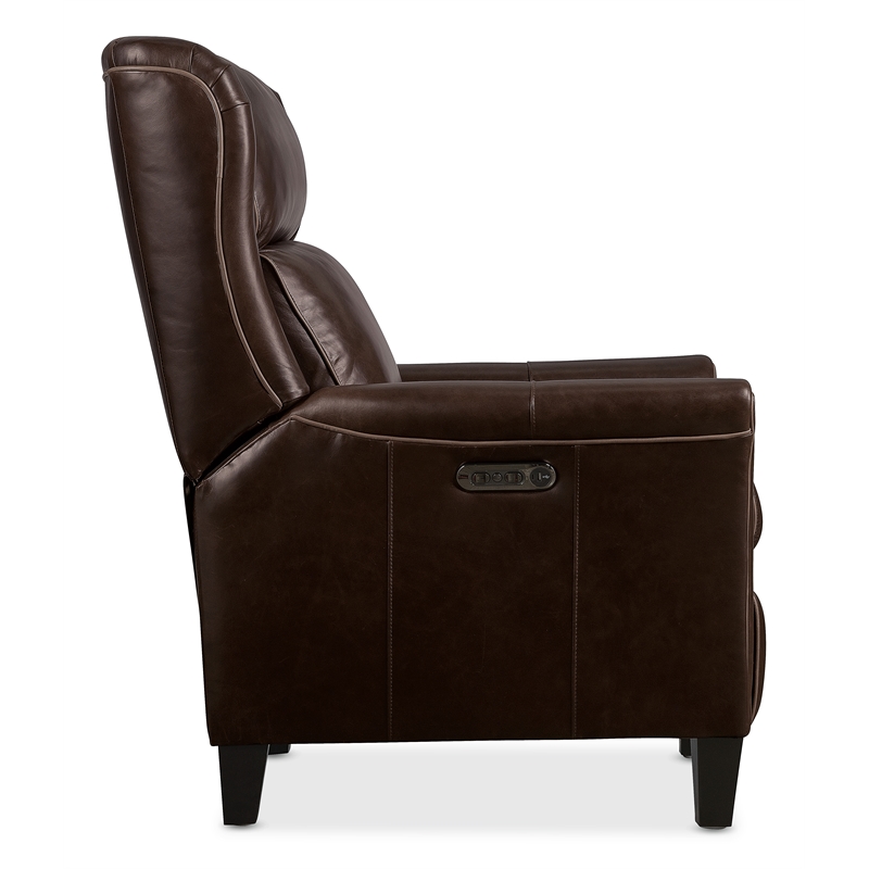 Beaumont Lane Dark Brown Leather Power Recliner with Power Headrest