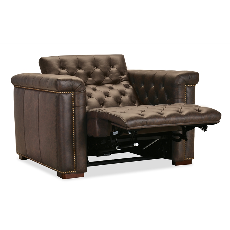 Beaumont Lane Brown Leather Power Recliner with Power Headrest