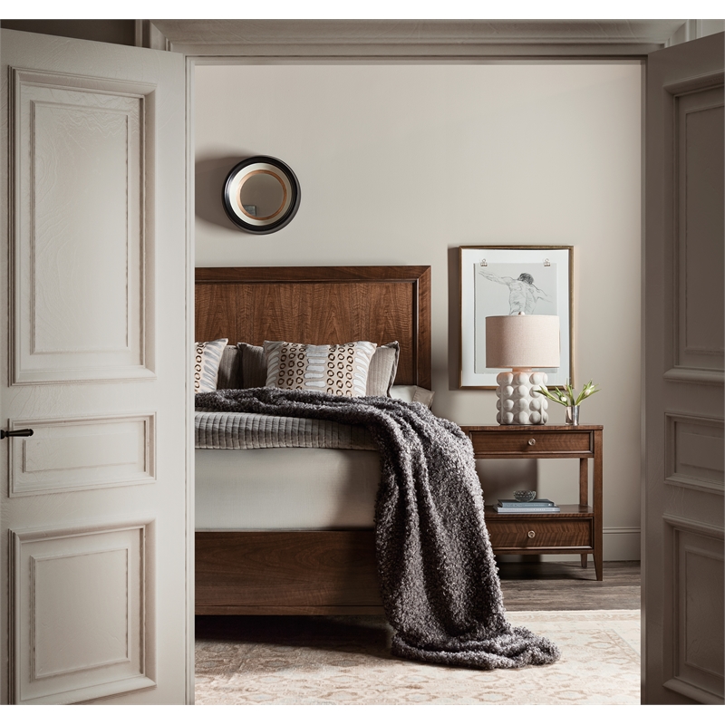 Beaumont Lane Traditional Queen Panel Bed in Dark Natural Wood Finish