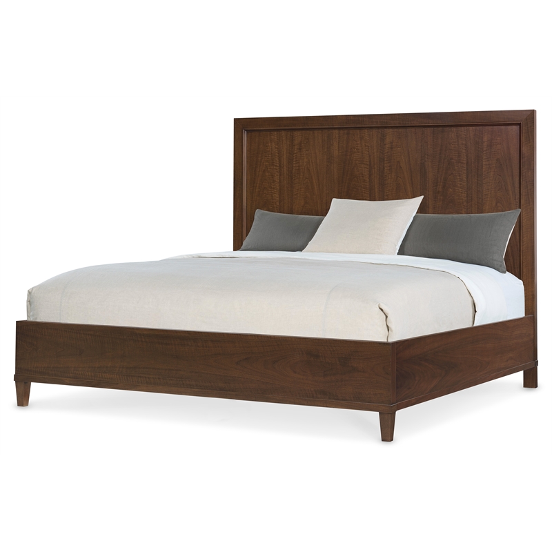 Beaumont Lane Traditional King Panel Bed in Dark Natural Wood Finish
