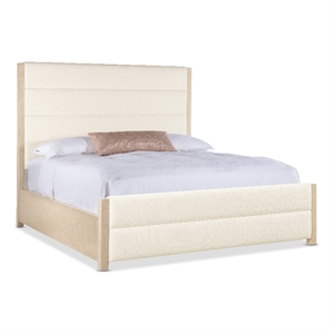 Beaumont Lane Queen Upholstered Bed with Ivory Fabric Headboard and Footboard