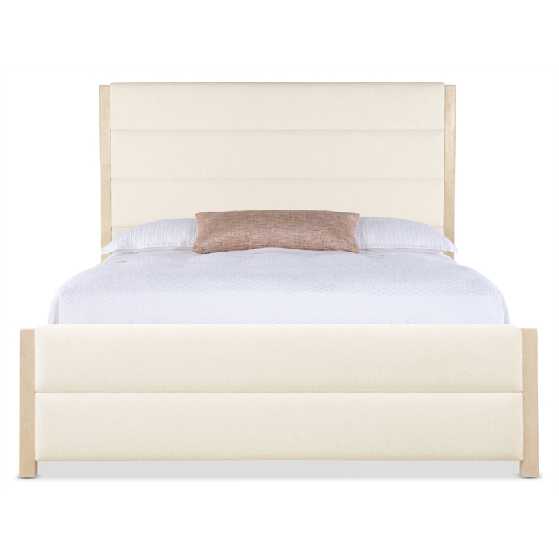 Beaumont Lane King Upholstered Bed with Ivory Fabric Headboard and Footboard