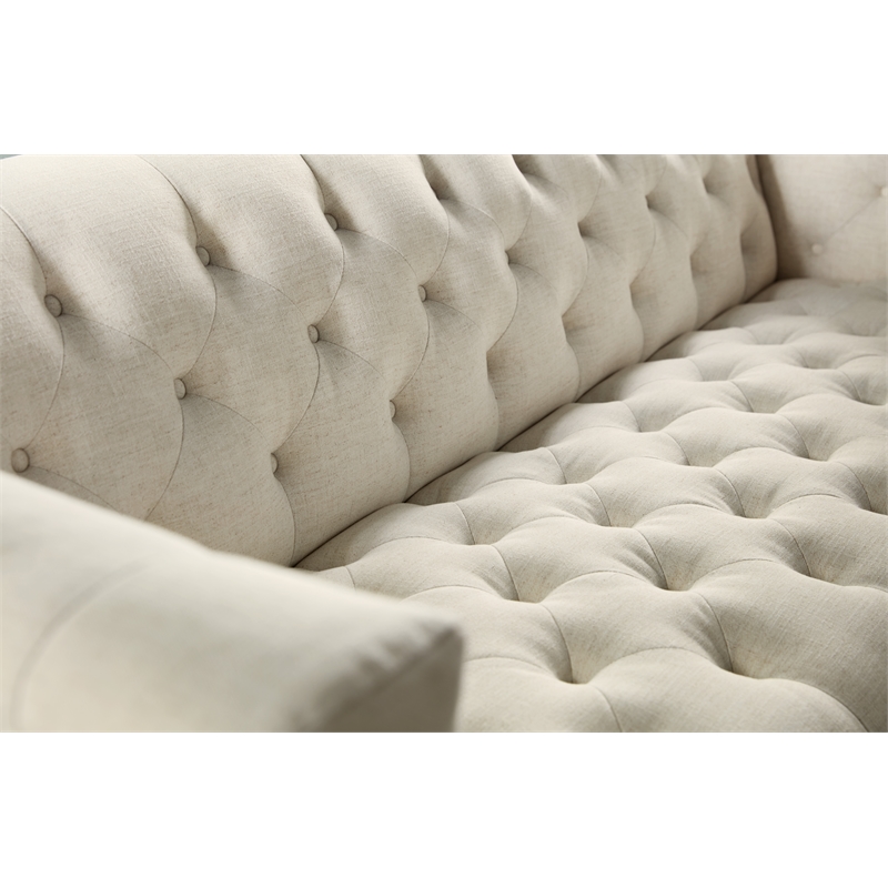 Beaumont Lane Modern Traditional Stationary Sofa with Beige Fabric