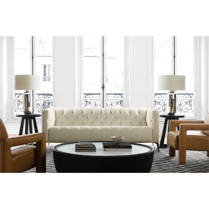 Beaumont Lane Modern Traditional Stationary Sofa with Beige Fabric