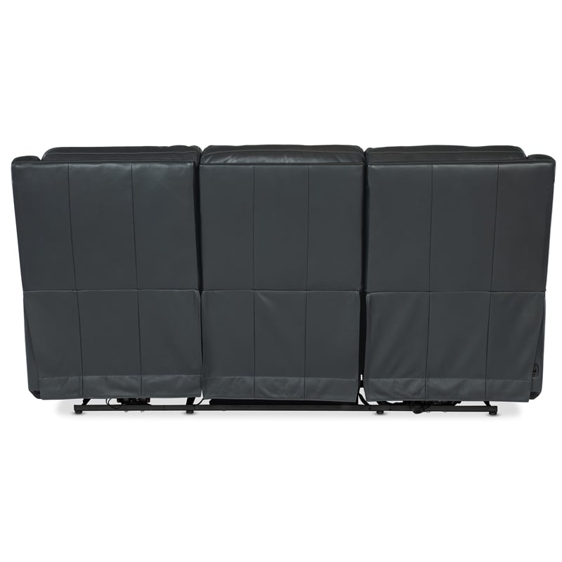 Beaumont Lane Blue Leather Zero Gravity Power Sofa with Power Headrest & Lumbar