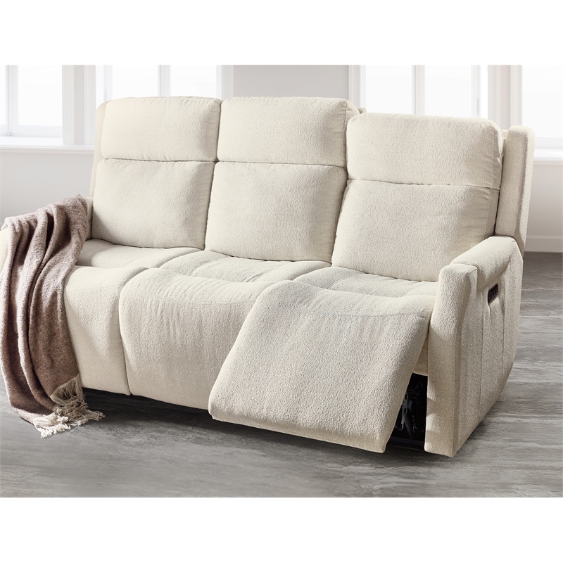 Beaumont Lane Cream Fabric Zero Gravity Power Sofa with Power Headrest & Lumbar