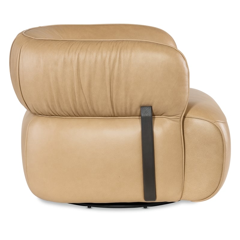Beaumont Lane Modern / Contemporary Swivel Chair with Beige Leather