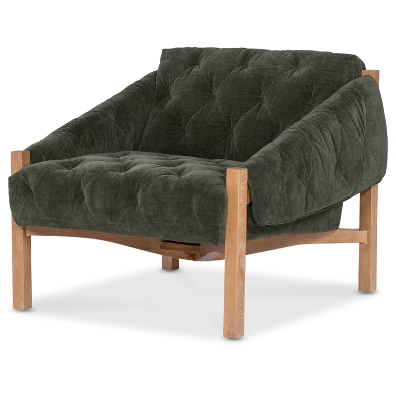 Beaumont Lane Contemporary Tufted Accent Chair with Green Fabric