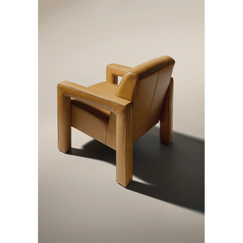 Beaumont Lane Modern / Contemporary Accent Chair with Brown Leather