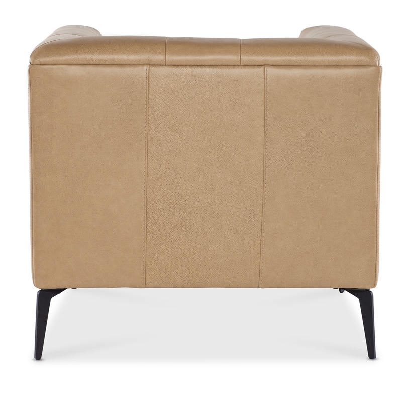 Beaumont Lane Traditional Stationary Chair with Beige Leather